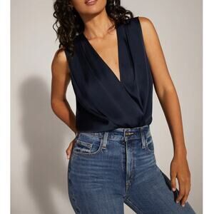 Favorite Daughter Sleeveless Date Blouse in Navy Blue Size Large